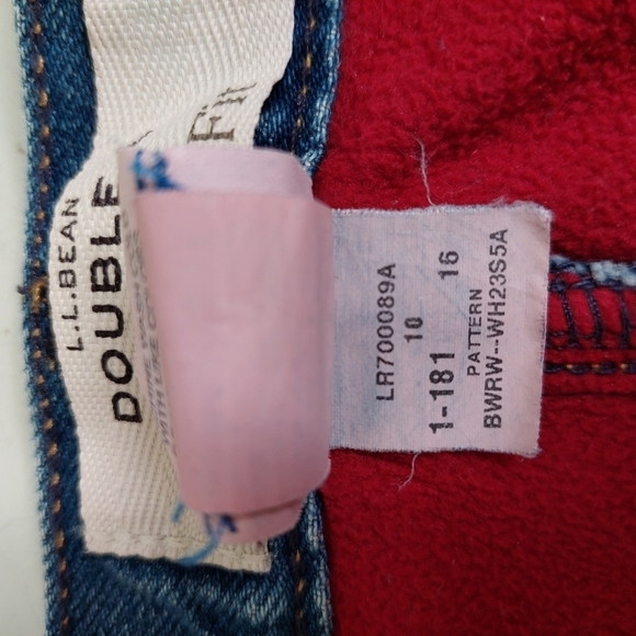 LL Bean DOUBLE Jeans Denim Size 10 Relaxed Fit Fleece Lining Thick  Ourtdoor - Picture 9 of 10